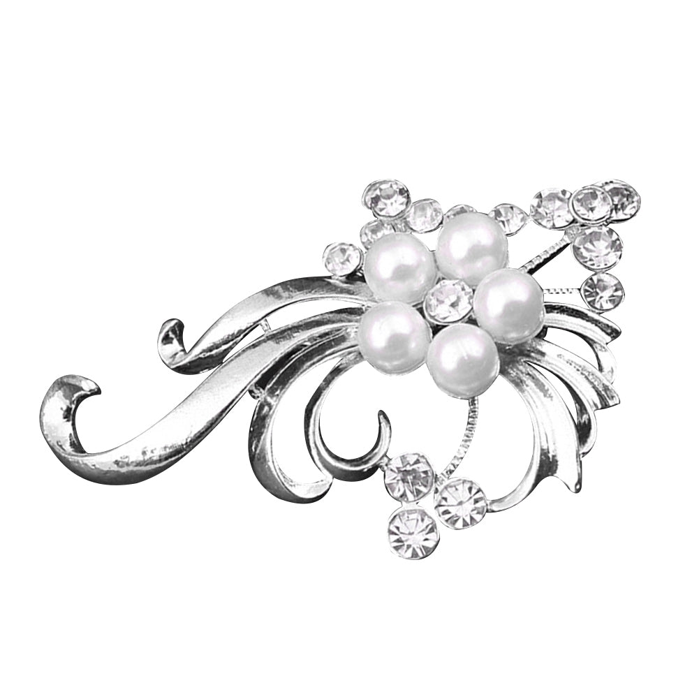 Elegant Wedding Party Women Peacock Faux Pearl Rhinestone Inlaid Brooch Pin Image 9