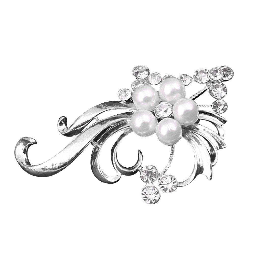 Elegant Wedding Party Women Peacock Faux Pearl Rhinestone Inlaid Brooch Pin Image 1