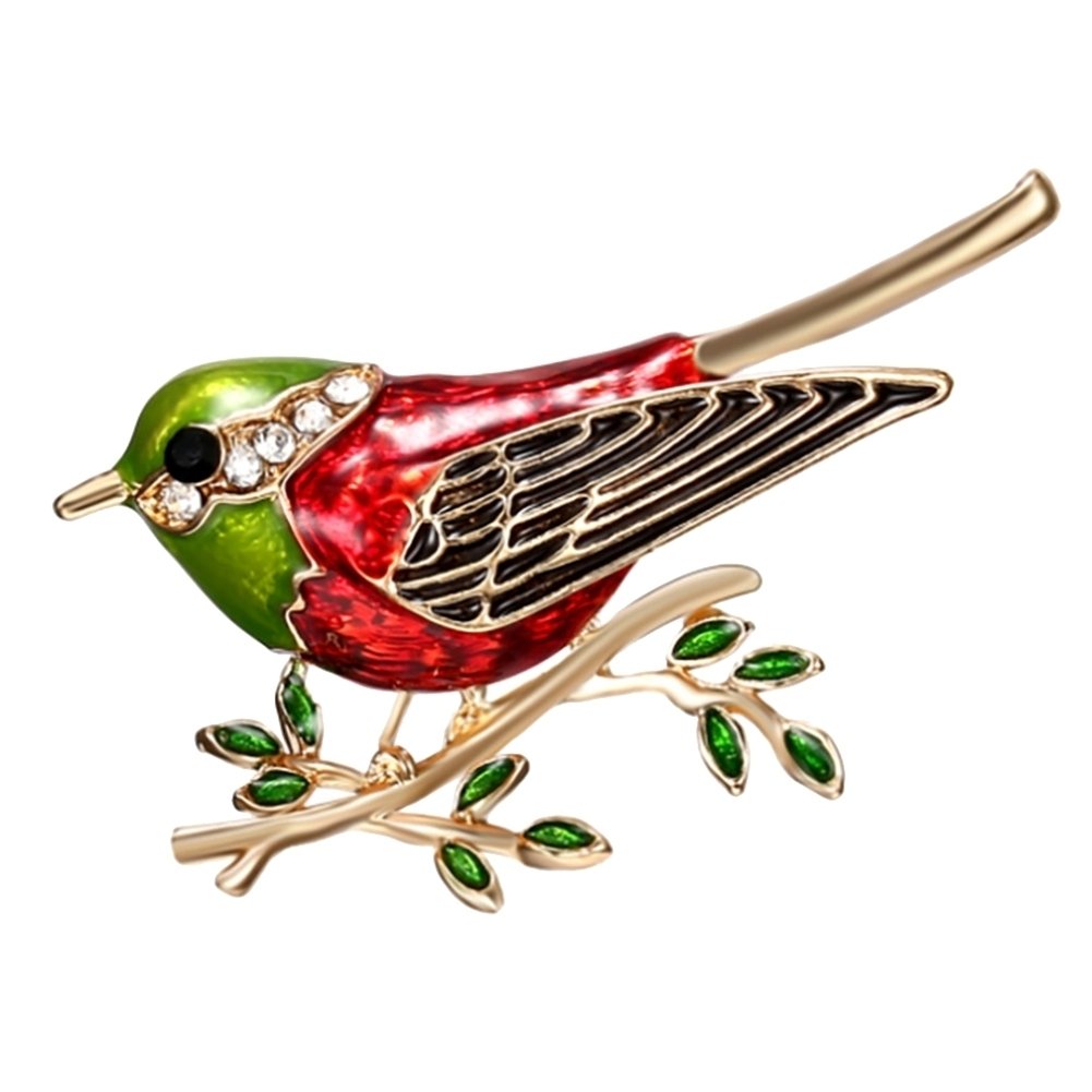 Fashion Bird Branch Rhinestone Inlaid Brooch Pin Women Denim Jacket Collar Badge Image 10