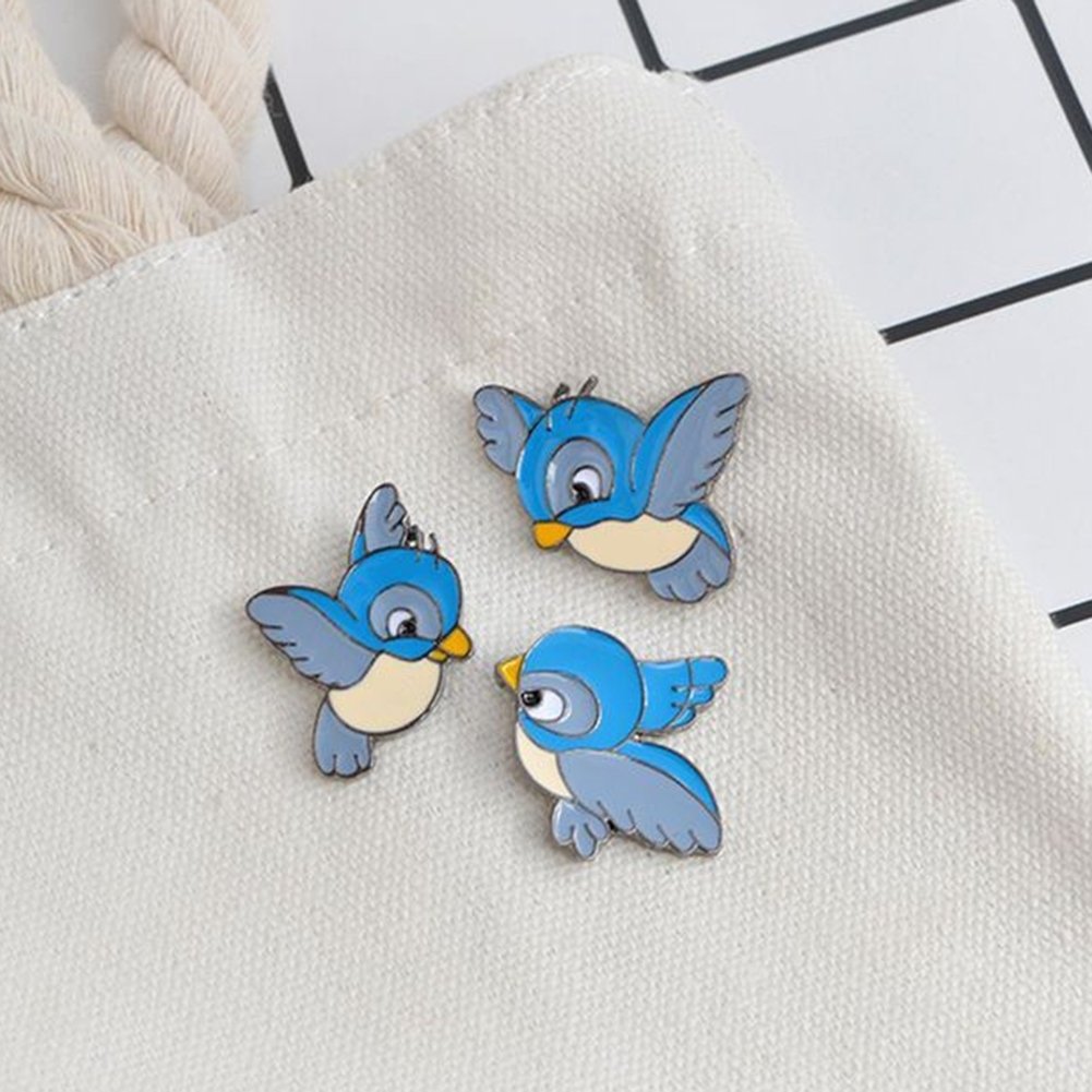 Cute Cartoon Blue Bird Enamel Brooch Pin Denim Jacket Collar Backpack Badge Image 4