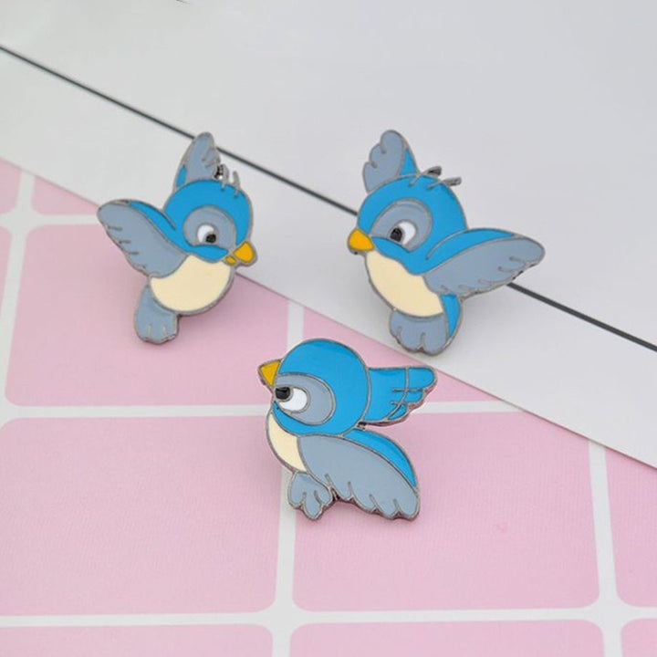 Cute Cartoon Blue Bird Enamel Brooch Pin Denim Jacket Collar Backpack Badge Image 7