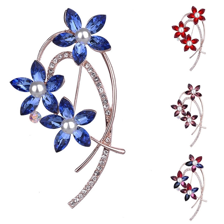 Glitter Flower Faux Pearl Rhinestone Inlaid Lapel Brooch Pin Scarf Decor Gift Image 10