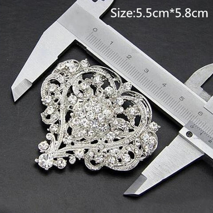 Women Fashion Hollow Rhinestone Inlaid Heart Brooch Pin Wedding Party Jewelry Image 9