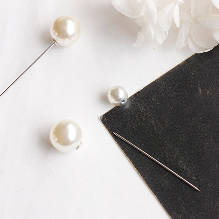 Women Fashion Double Faux Pearls Brooch Safty Pin Cardigan Shawl Clip Badge Gift Image 12