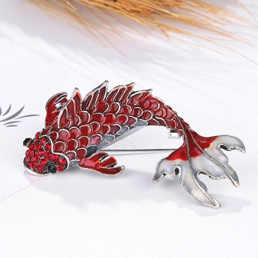 Luxury Women Goldfish Carp Enamel Rhinestone Badge Brooch Pin Clothes Decor Image 1