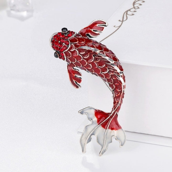 Luxury Women Goldfish Carp Enamel Rhinestone Badge Brooch Pin Clothes Decor Image 2