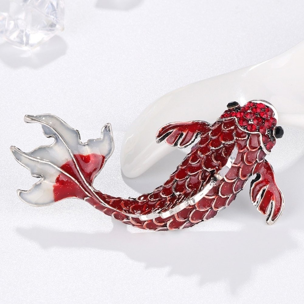 Luxury Women Goldfish Carp Enamel Rhinestone Badge Brooch Pin Clothes Decor Image 4