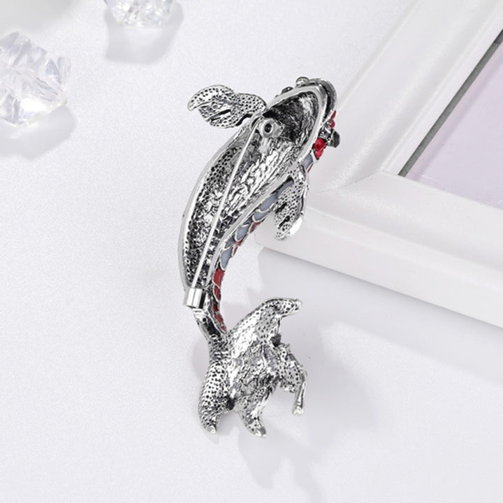 Luxury Women Goldfish Carp Enamel Rhinestone Badge Brooch Pin Clothes Decor Image 4