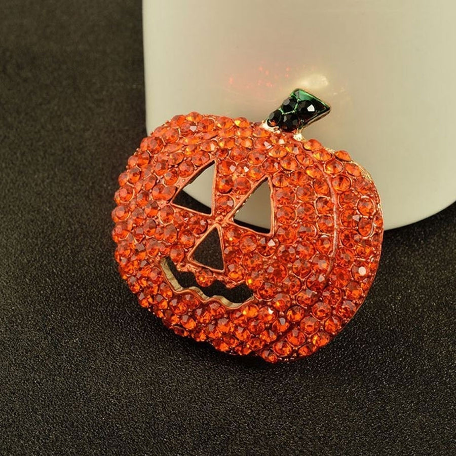 Hollow Rhinestone Pumpkin Brooch Pin Christmas Halloween Jacket Handbag Decor Image 1