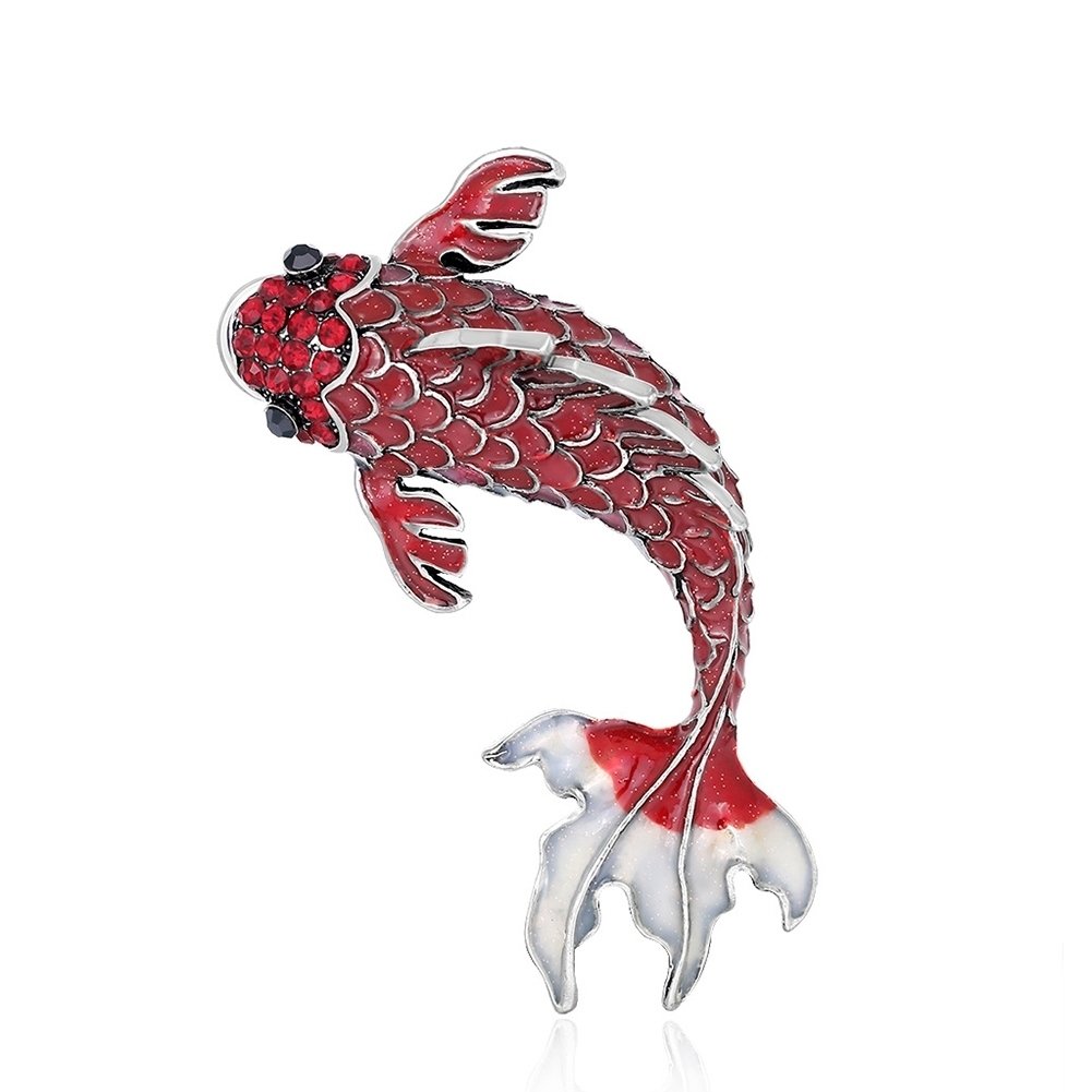 Luxury Women Goldfish Carp Enamel Rhinestone Badge Brooch Pin Clothes Decor Image 8