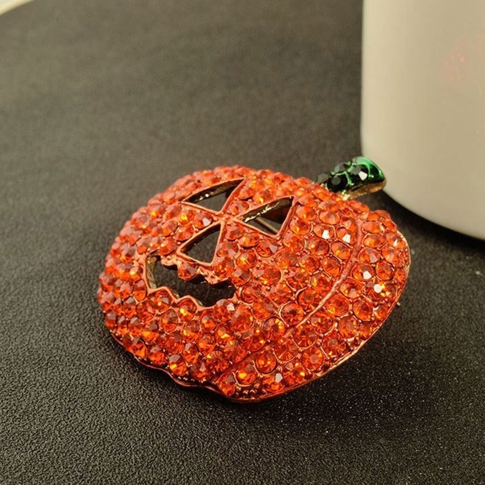 Hollow Rhinestone Pumpkin Brooch Pin Christmas Halloween Jacket Handbag Decor Image 2
