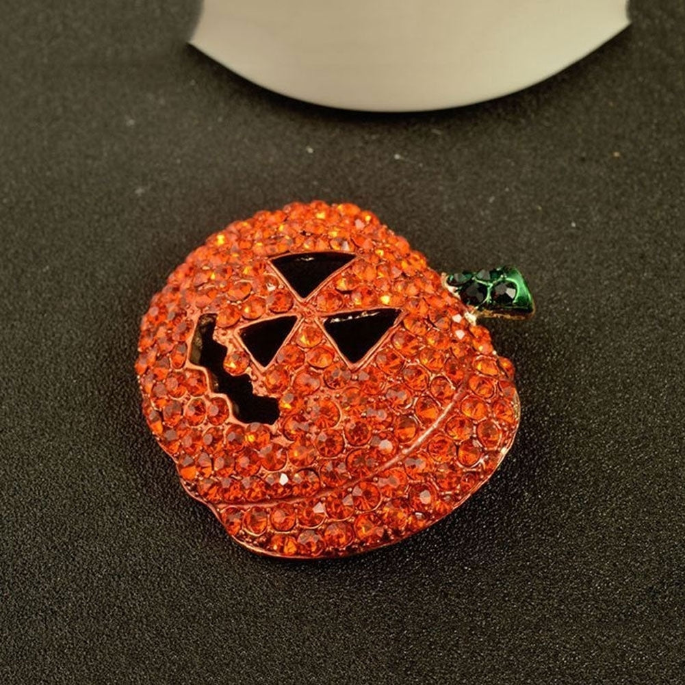 Hollow Rhinestone Pumpkin Brooch Pin Christmas Halloween Jacket Handbag Decor Image 3