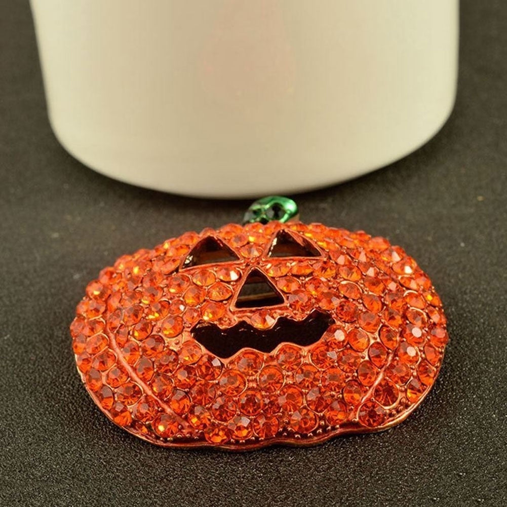 Hollow Rhinestone Pumpkin Brooch Pin Christmas Halloween Jacket Handbag Decor Image 4