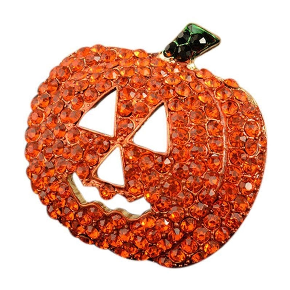 Hollow Rhinestone Pumpkin Brooch Pin Christmas Halloween Jacket Handbag Decor Image 6