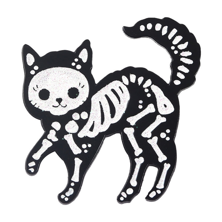 Creative Unisex Cat Skeleton Enamel Brooch Pin Badge Jeans Jacket Collar Decor Image 10