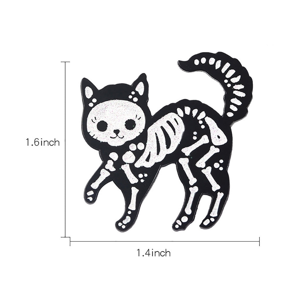 Creative Unisex Cat Skeleton Enamel Brooch Pin Badge Jeans Jacket Collar Decor Image 11