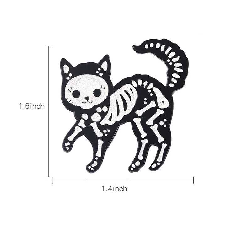 Creative Unisex Cat Skeleton Enamel Brooch Pin Badge Jeans Jacket Collar Decor Image 11