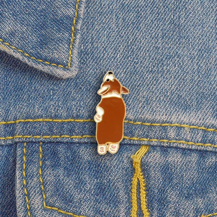 Cute Corgi Dog Enamel Brooch Pin Unisex Denim Jacket Collar Sweater Scarf Badge Image 1