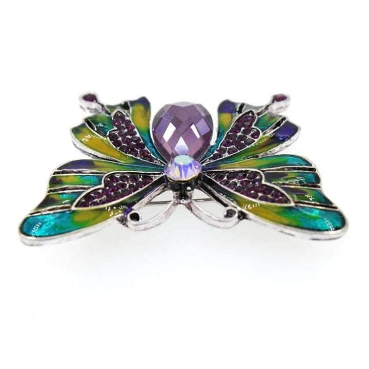 Chic Women Butterfly Shaped Rhinestone Inlaid Enamel Brooch Pin Suit Lapel Decor Image 2