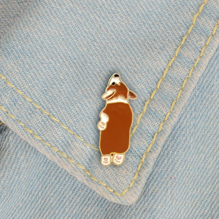 Cute Corgi Dog Enamel Brooch Pin Unisex Denim Jacket Collar Sweater Scarf Badge Image 3