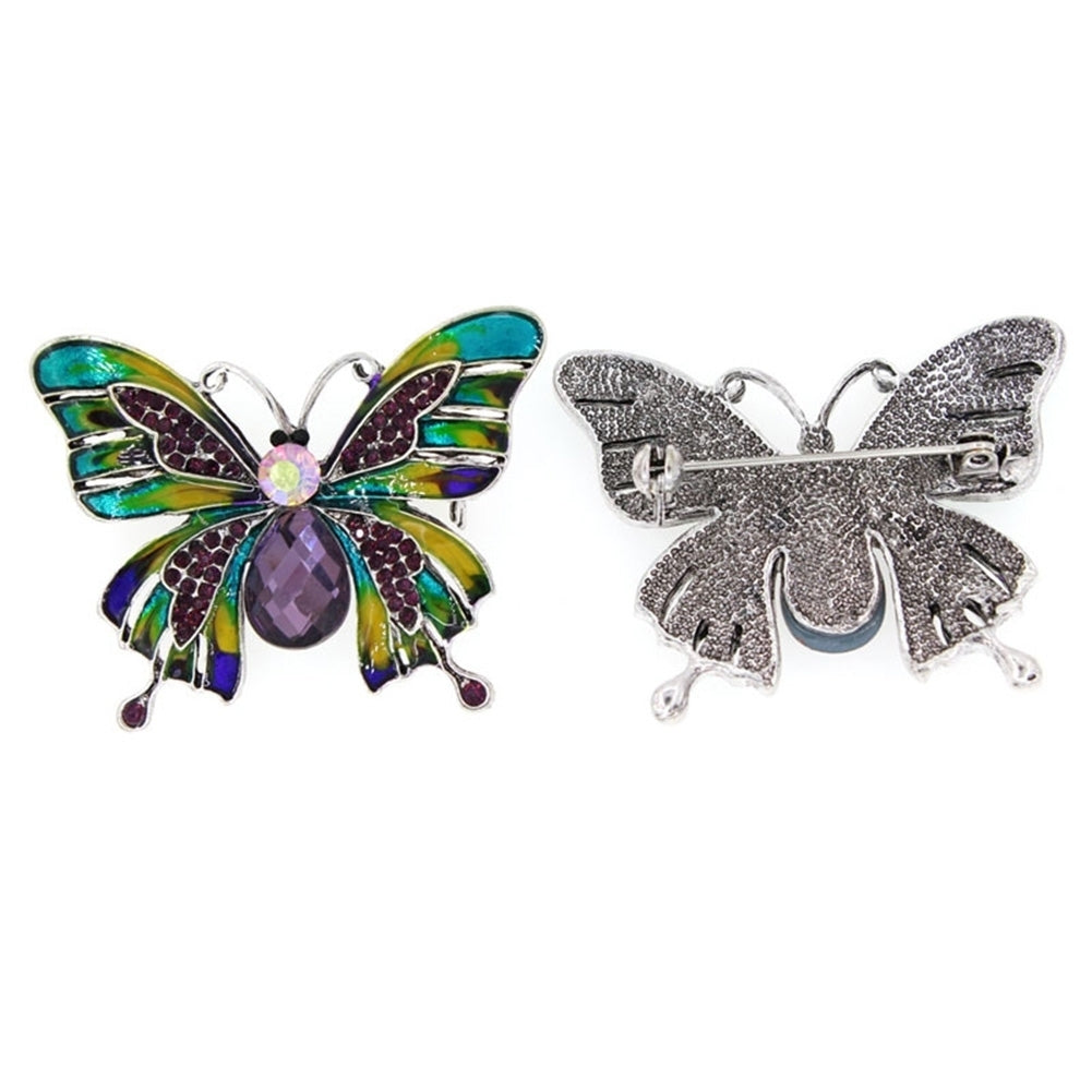 Chic Women Butterfly Shaped Rhinestone Inlaid Enamel Brooch Pin Suit Lapel Decor Image 4