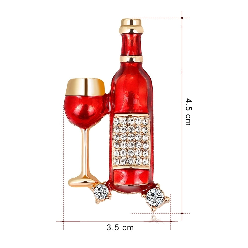 Women Wine Bottle Cup Shape Rhinestone Inlaid Brooch Pin Denim Jacket Badge Image 7