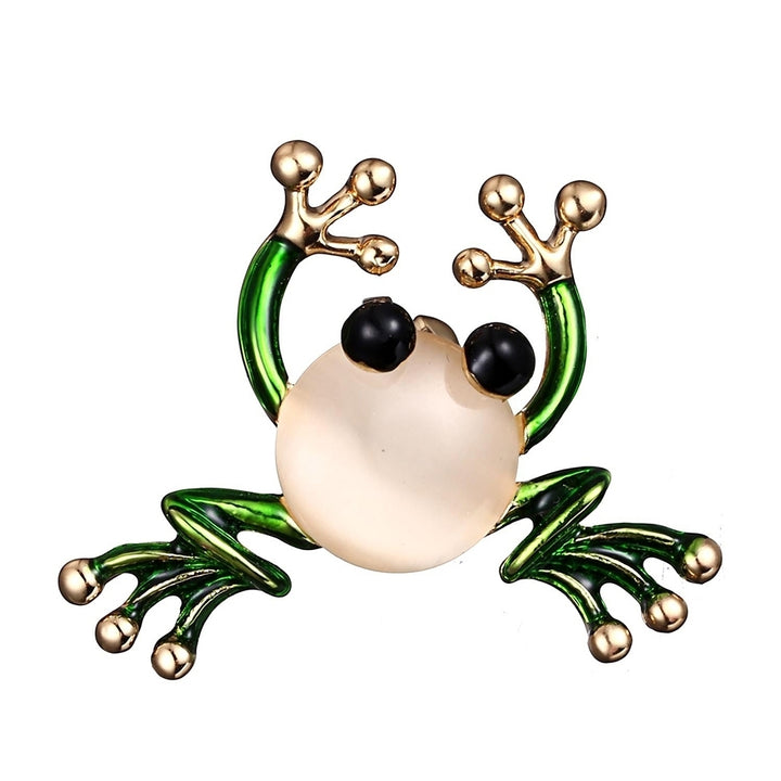 Women Creative Frog Shaped Faux Pearl Enamel Brooch Pin Clothes Bag Decor Gift Image 1