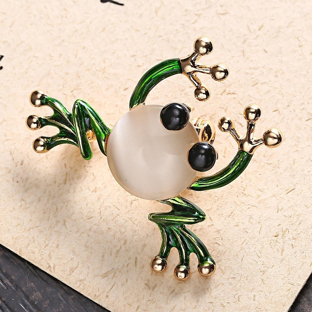 Women Creative Frog Shaped Faux Pearl Enamel Brooch Pin Clothes Bag Decor Gift Image 3