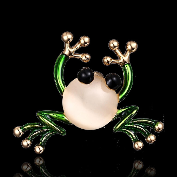 Women Creative Frog Shaped Faux Pearl Enamel Brooch Pin Clothes Bag Decor Gift Image 4