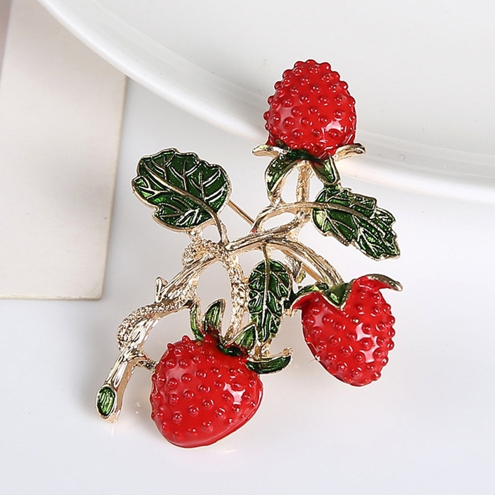 Women Fashion Strawberry Shape Brooch Pin Party Dress Collar Scarf Badge Gift Image 4