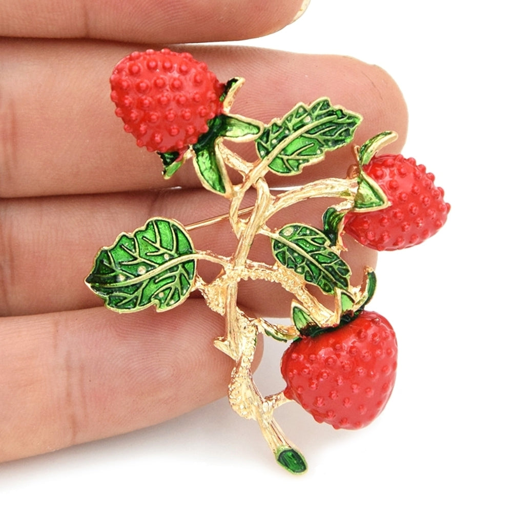 Women Fashion Strawberry Shape Brooch Pin Party Dress Collar Scarf Badge Gift Image 4