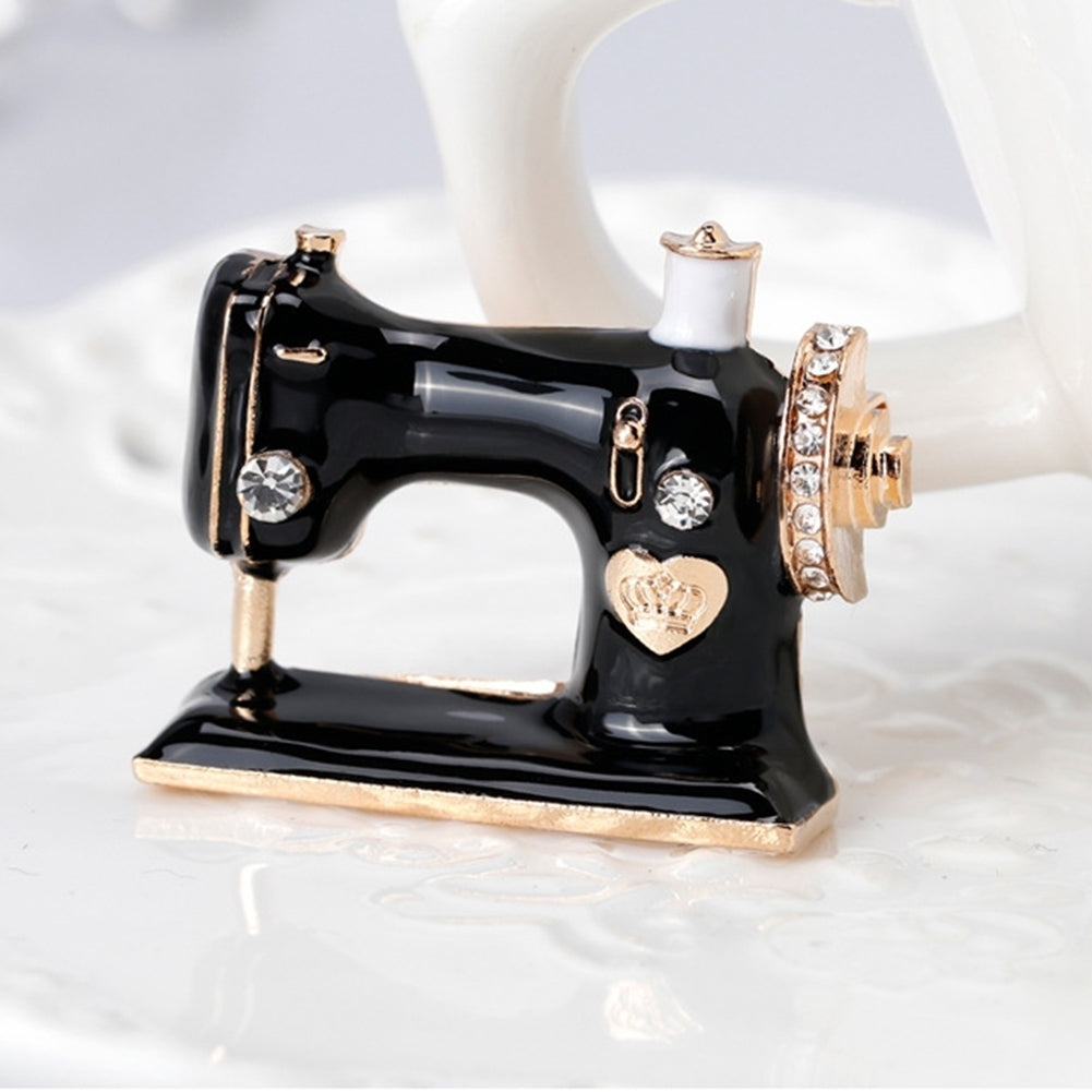 Exquisite Sewing Machine Brooch Pin Denim Jacket Women Collar Badge Jewelry Gift Image 3