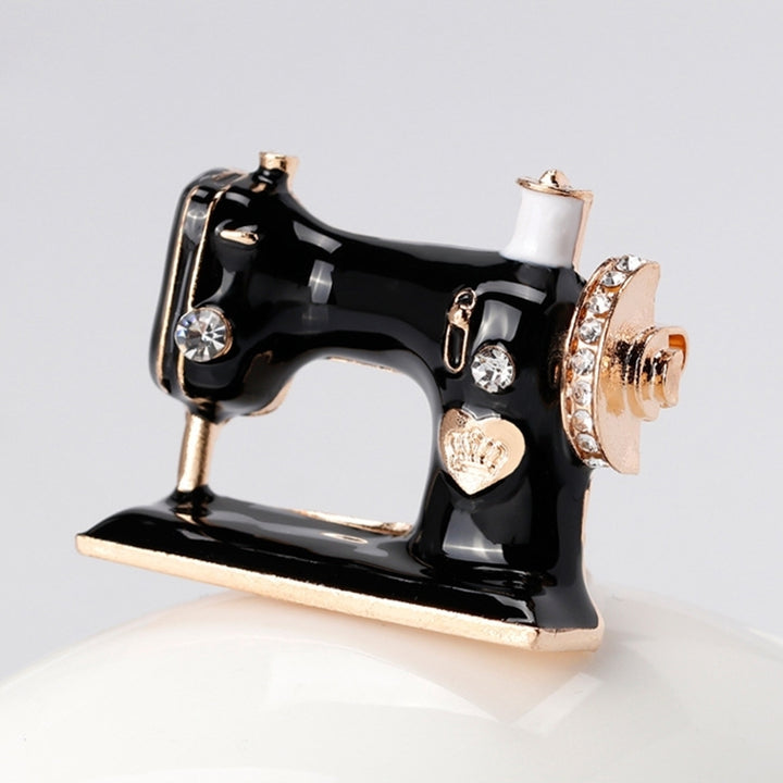 Exquisite Sewing Machine Brooch Pin Denim Jacket Women Collar Badge Jewelry Gift Image 4