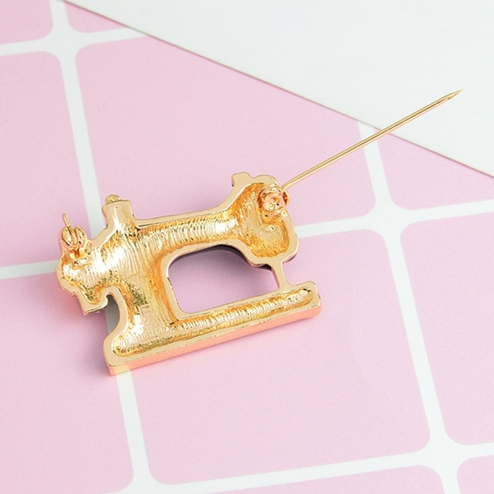 Exquisite Sewing Machine Brooch Pin Denim Jacket Women Collar Badge Jewelry Gift Image 7