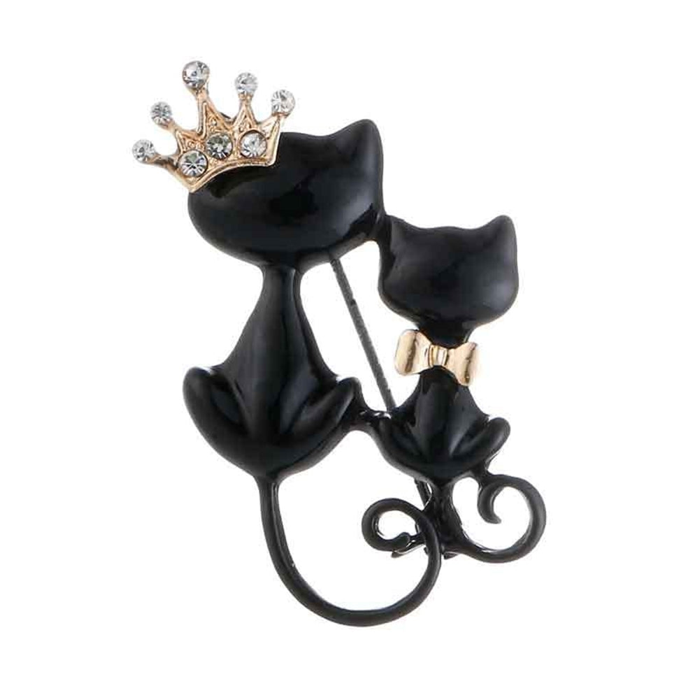 Women Rhinestone Inlaid Cat Crown Brooch Pin Badge Clothes Decor Jewelry Gift Image 6