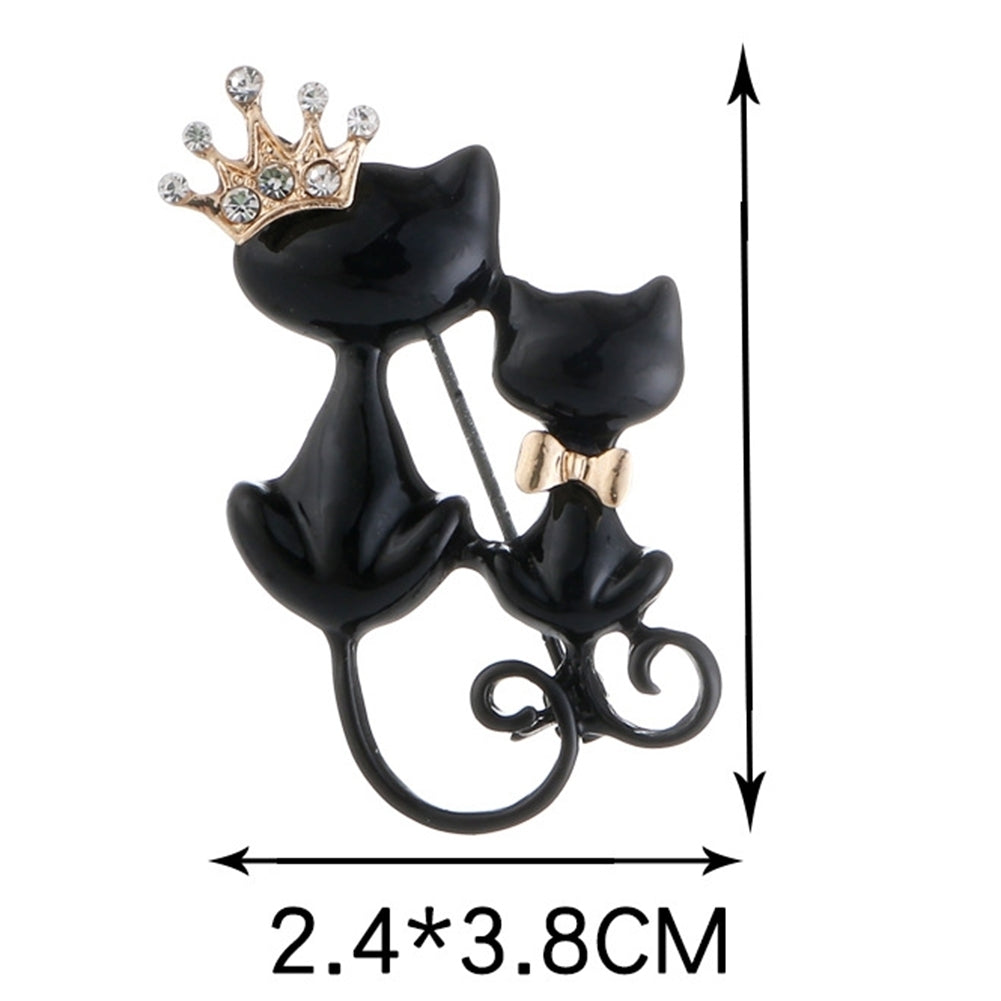 Women Rhinestone Inlaid Cat Crown Brooch Pin Badge Clothes Decor Jewelry Gift Image 8