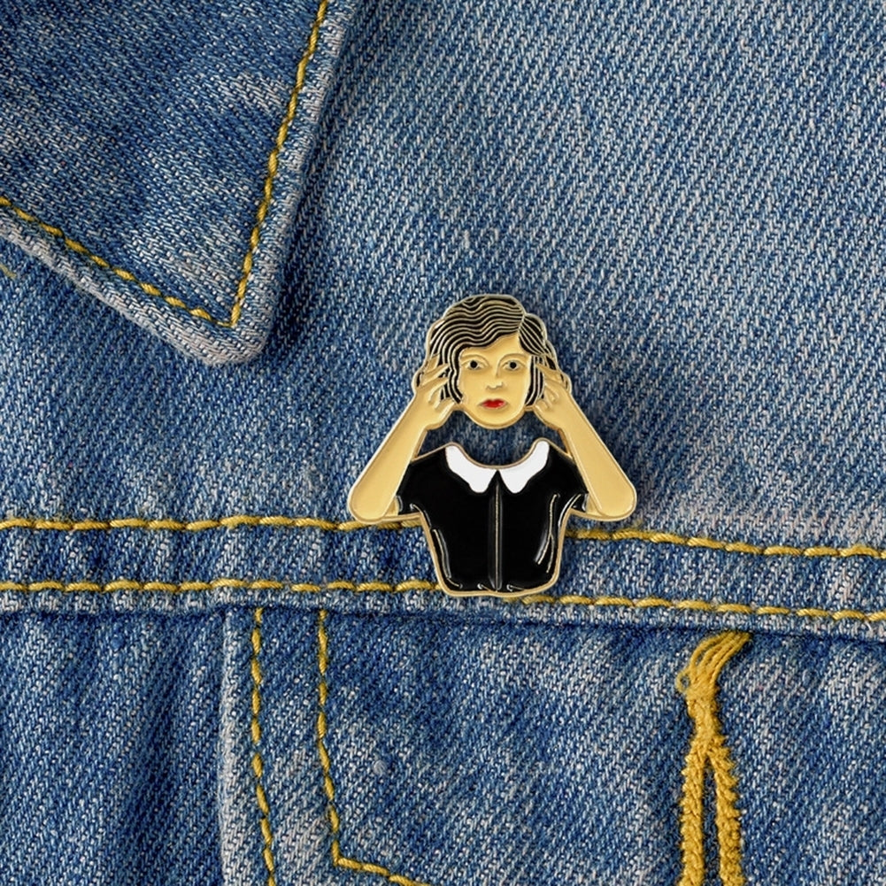 Creative Invisible Neck Hand Hold Head Enamel Brooch Pin Denim Jacket Badge Image 2