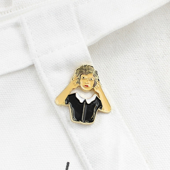 Creative Invisible Neck Hand Hold Head Enamel Brooch Pin Denim Jacket Badge Image 7