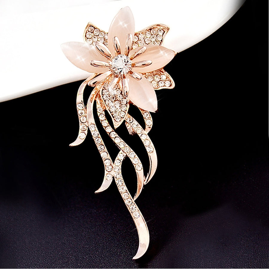 Women Fashion Rhinestone Inlaid Flower Brooch Pin Cardigan Shawl Decor Gift Image 1