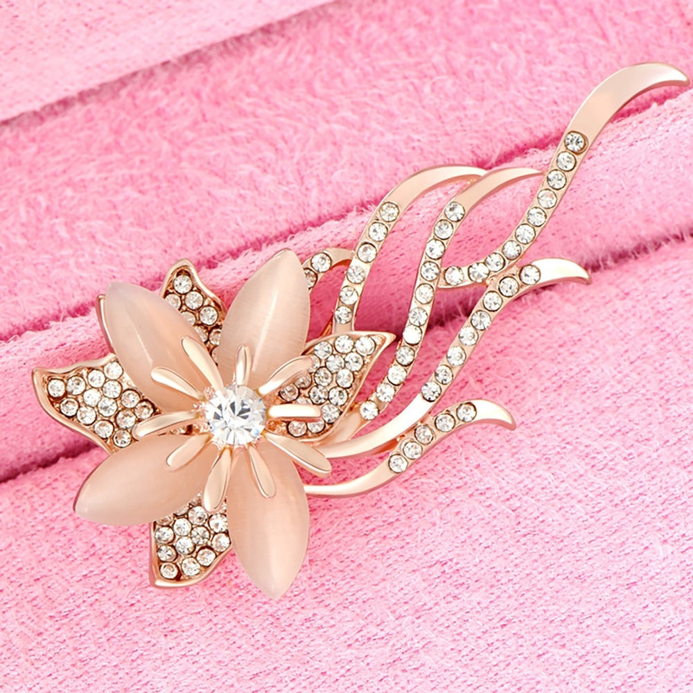 Women Fashion Rhinestone Inlaid Flower Brooch Pin Cardigan Shawl Decor Gift Image 2