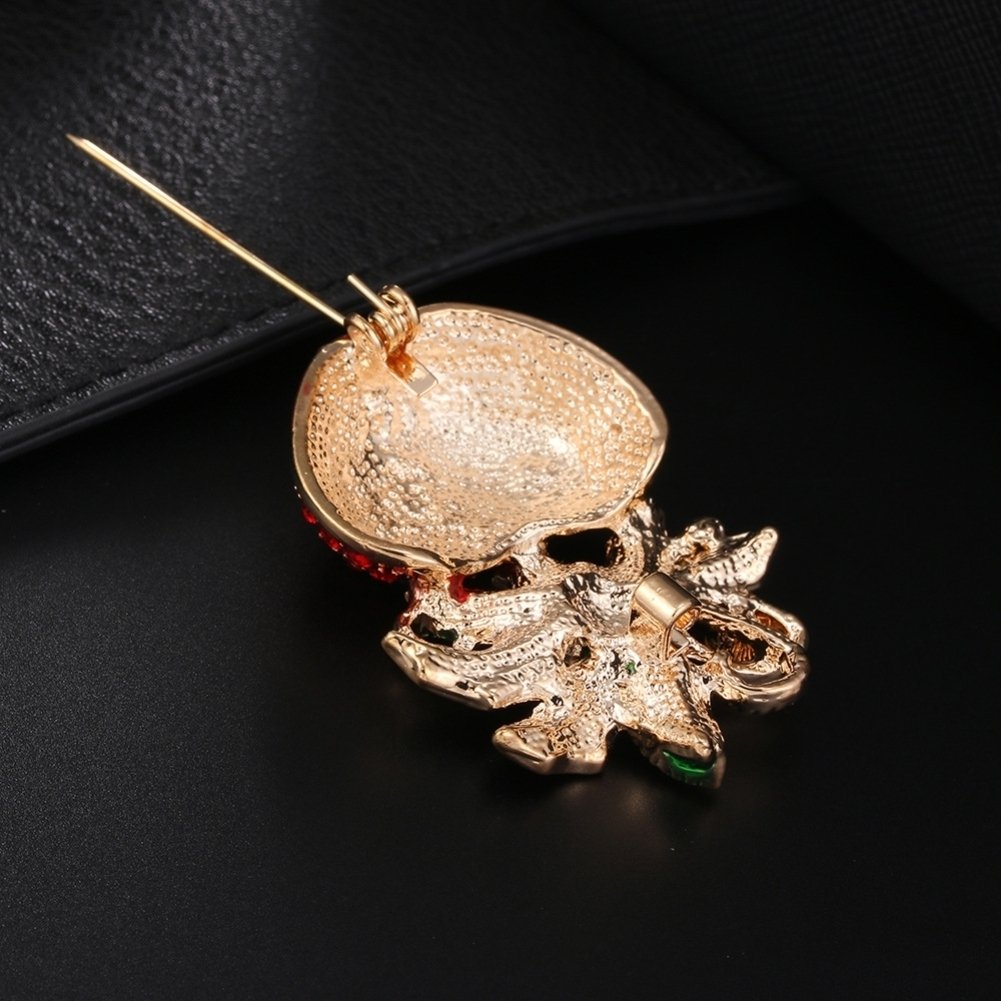 Christmas Unisex Rhinestone Inlaid Enamel Apple Shape Brooch Pin Clip Xmas Gift Image 6