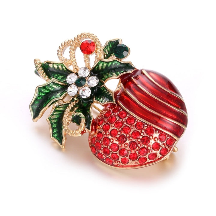 Christmas Unisex Rhinestone Inlaid Enamel Apple Shape Brooch Pin Clip Xmas Gift Image 8