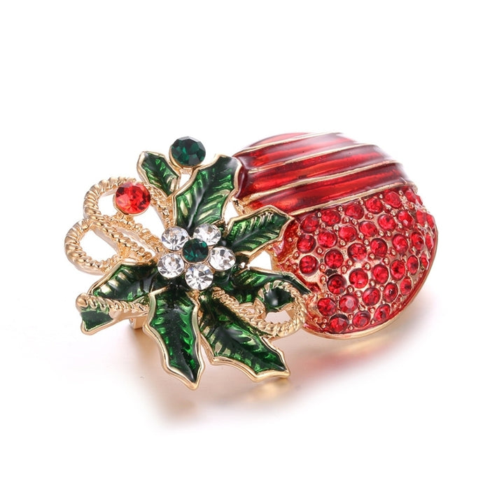 Christmas Unisex Rhinestone Inlaid Enamel Apple Shape Brooch Pin Clip Xmas Gift Image 9