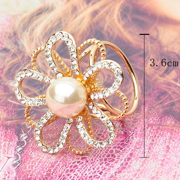 Women Faux Pearl Rhinestone Flower Scarf Shawl Buckle Clip Brooch Pin Decor Gift Image 9