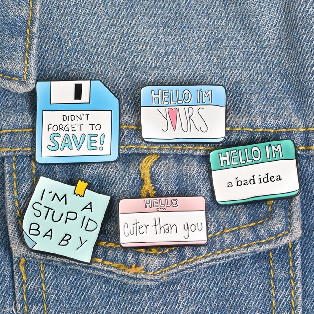 Funny Dialogue Message Notes Memory Card Enamel Brooch Pin Denim Jacket Badge Image 7