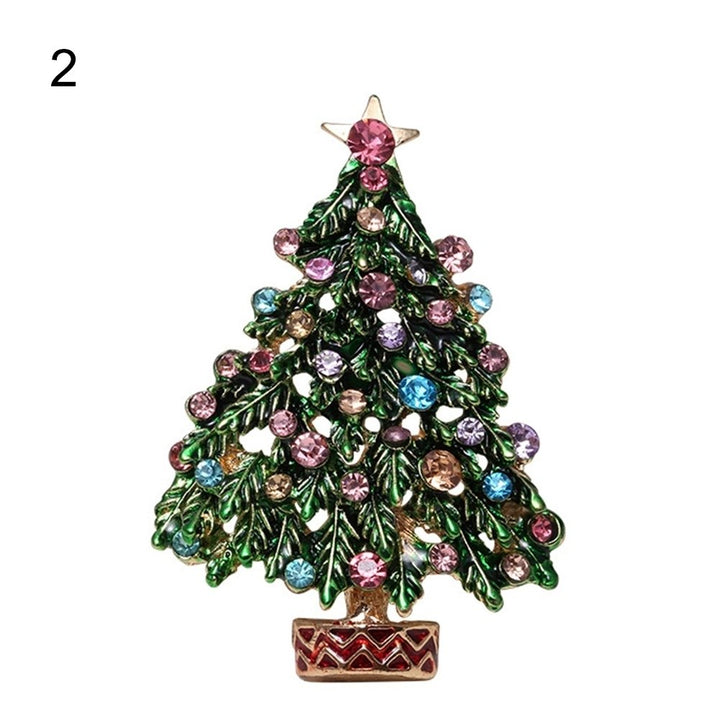 Christmas Trees Rhinestone Inlaid Brooch Pin Sweater Shirt Collar Breastpin Image 1