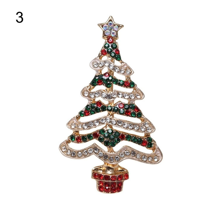 Christmas Trees Rhinestone Inlaid Brooch Pin Sweater Shirt Collar Breastpin Image 1