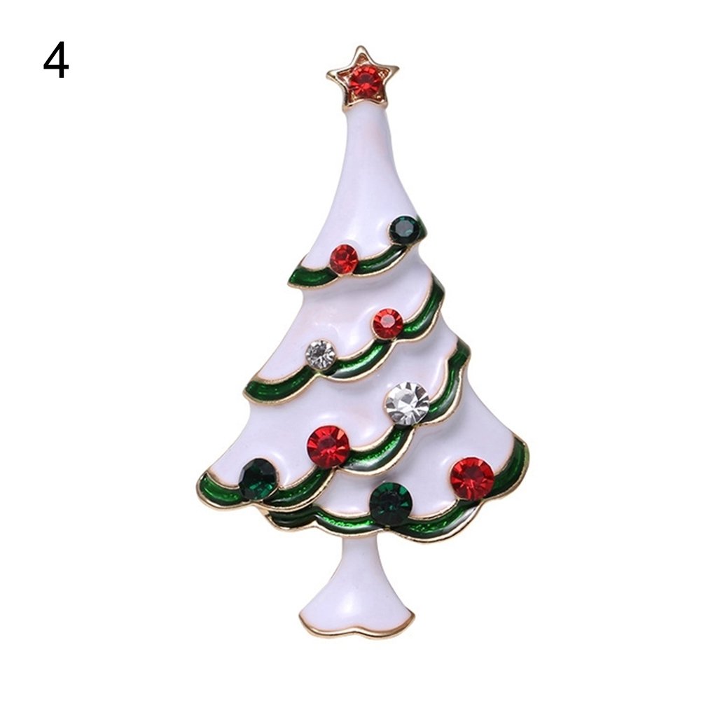 Christmas Trees Rhinestone Inlaid Brooch Pin Sweater Shirt Collar Breastpin Image 1