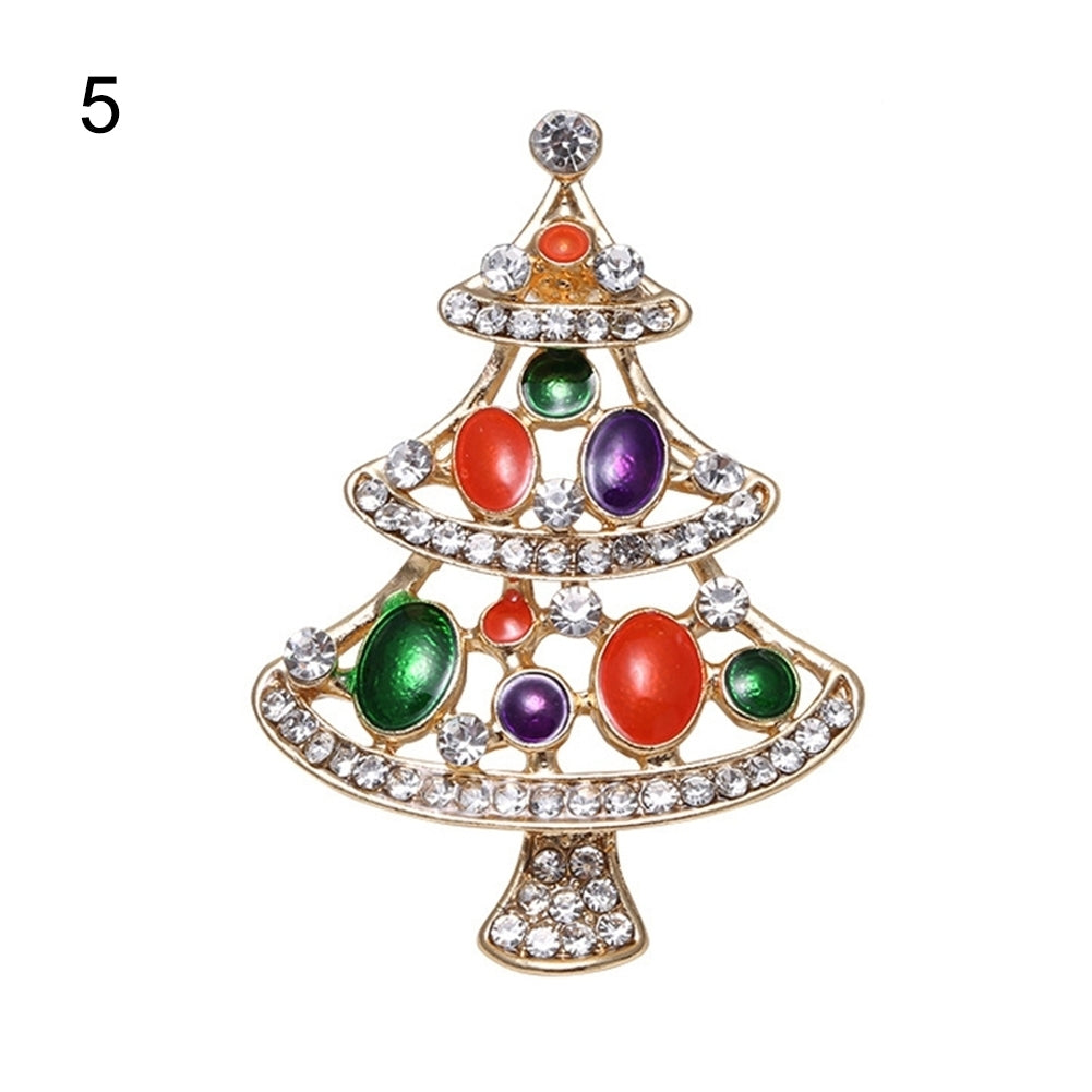 Christmas Trees Rhinestone Inlaid Brooch Pin Sweater Shirt Collar Breastpin Image 6