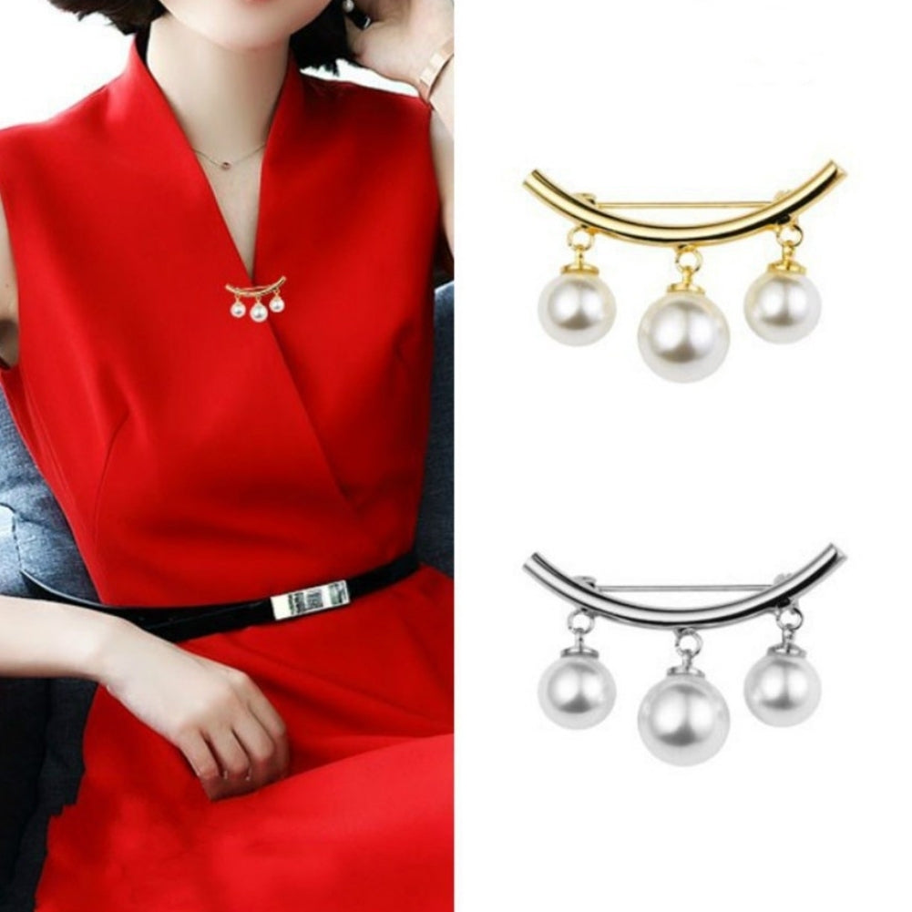 Fashion Women Faux Pearl Dangle Brooch Pin Cardigan Shawl Clip Jewelry Gift Image 3